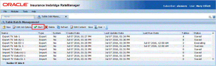 Table Job Management